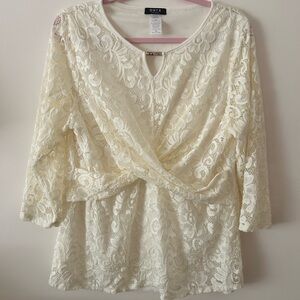 Onyx Ivory Lace Wrap Blouse